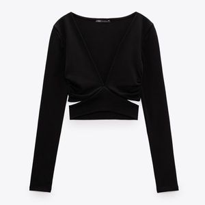 Zara black long sleeve cut out top size small